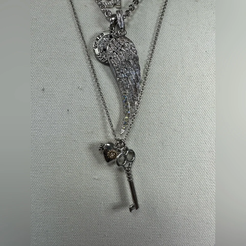 Three long boho chic charm style necklaces